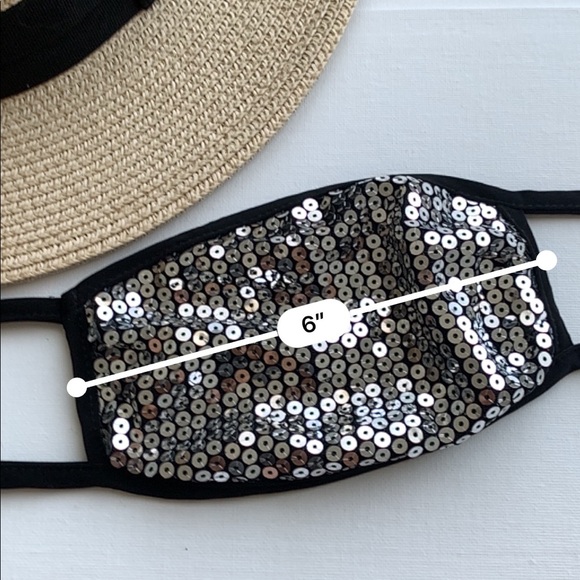 FASHION STATEMENT SEQUIN FACE MASK - SILVER - Picture 5 of 6